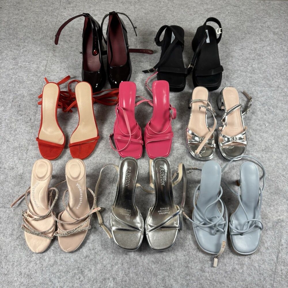 Womens Size EU 37 US 6.5 / 7 - Mixed Strappy Fashion Heel Lot of 8 - EUC & NWOT